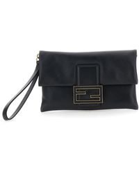 Fendi - Pouch Con Cinturino Da Polso E Chiusura Con Placca Ff Sul Fronte - Lyst