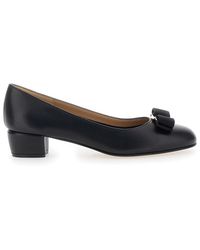 Ferragamo - 'Vara' Pumps With Low Block Heel And Logo Plaque On The Front - Lyst