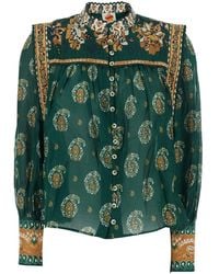 FARM Rio - 'Ayla' Blouse With All-Over Floral Motif And Buttoned Cuffs - Lyst