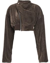 Rick Owens - 'Hollywood' Cropped Jacket With Front Zip Closure - Lyst