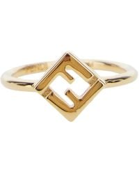 Fendi - Metallic Ring With Ff Plaque - Lyst