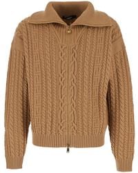 Versace - Turtleneck Sweater With Zip Closure And Medusa Head Embroidered On The Back - Lyst