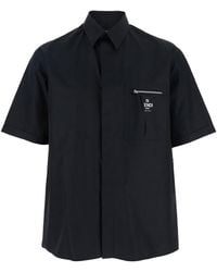 Fendi - Camicia A Maniche Corte Con Stampa Logo E Zip - Lyst