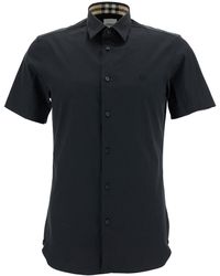 Burberry - Short Sleeve Shirt With Equestrian Knight Embroidery In - Lyst