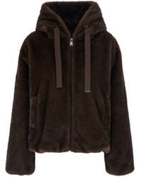 Le Plain - Shearling With Zip Closure And Drawstring Hood - Lyst