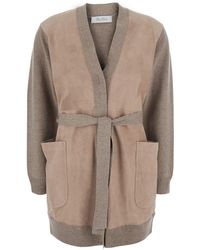 Max Mara - 'Oliveto' Cardigan With V-Neck And Front Belt - Lyst