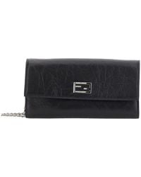 Fendi - Crossbody Bag With Chain Strap And Ff Plate On The Front I - Lyst