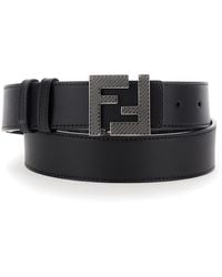 Fendi - Reversible Belt With Ff Squared Buckle - Lyst