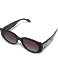 Alexander McQueen - Oval-Frame Sunglasses With Graffiti Logo Print - Lyst