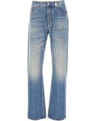 McQueen - High Waisted Jeans With Logo Detail On The Loop And Logo Patch On The Rear - Lyst