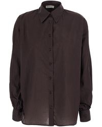 SOSUE - 'Antonia' Shirt With Classic Collar And Logo Embroidery On - Lyst