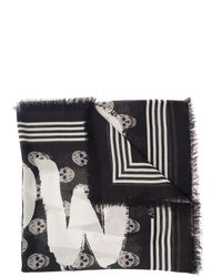 Alexander McQueen - Scarf With All-Over Skull Print And Graffiti L - Lyst