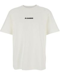 Jil Sander - Crewneck T-Shirt With Logo Lettering On The Front - Lyst