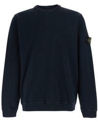 Stone Island - Crewneck Sweatshirt With Dropped Shoulders And Logo - Lyst