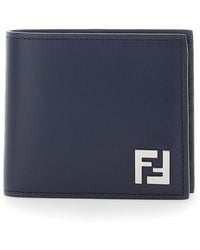 Fendi - Bi-Fold Wallet With Ff Plate On The Front - Lyst