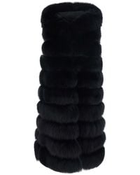 Suprema - Long Gilet With Fur - Lyst