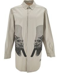 Rick Owens - White Shirt With Contrasting Embroidery In Stretch Cotton Man - Lyst