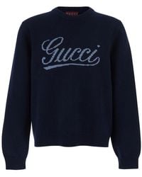 Gucci - Crewneck Sweater With Logo Embroidery On The Front - Lyst