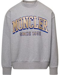 Moncler - Crewneck Sweatshirt With Logo On The Front - Lyst