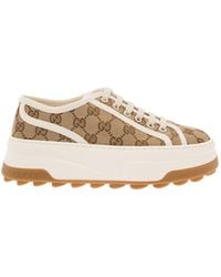 Gucci - And Ebony Low Top Sneakers With Interlocking G Detail - Lyst