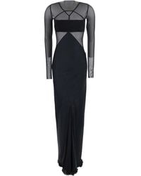 Rick Owens - Long Dress With Boat Neckline And Geometric Seams In - Lyst