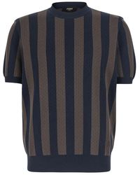 Fendi - T-Shirt Girocollo Con Motivo A Righe All-Over - Lyst