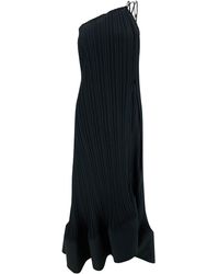 Lanvin - Maxi One-Shoulder Pleated Dress With Beads - Lyst