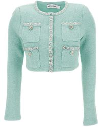 Self-Portrait - Light Crop Jacket With Jewel Buttons - Lyst