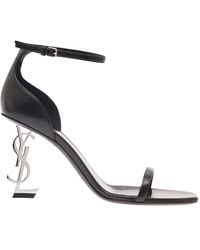 Saint Laurent - 'Opyum' Sandals With Monogram Heel - Lyst