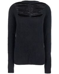 Rick Owens - Sweater With Distressed Effect And Cut-Out Details On The Front - Lyst