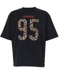 DSquared² - Crewneck T-Shirt With Maxi Logo On The Front - Lyst