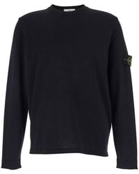 Stone Island - Crewneck Sweater With Logo Patch On The Sleeve - Lyst