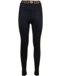 Versace - Stretch Fabric leggings With Greca Detail Woman - Lyst