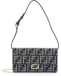 Fendi - Crossbody Bag With All-Over Ff Motif And Metallic Ff Plaque On The Front - Lyst