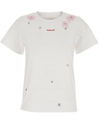 ShuShu/Tong - T-Shirt With Floral Embroidery - Lyst