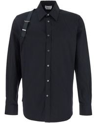 McQueen - 'Harness' Shirt With Clasic Collar And Strap Detail On The Sleeve - Lyst
