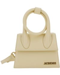 Jacquemus - 'le Chiquito Noeud' White Crossbody Bag With Logo In Leather Woman - Lyst