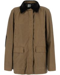 TOTEME - Jacket With Classic Collar And Patch Elbows - Lyst