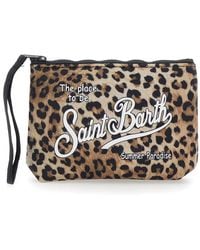MC2 Saint Barth - Pochette 'Aline' Con Stampa Leopardata E Logo Sul Fron - Lyst