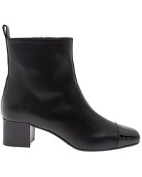 CAREL - 'estime' Ankle Boots With Patent Toe In Smooth Leather - Lyst