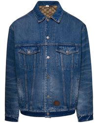 Gucci - Reversible Denim Jacket With Monogram Gg Canvas - Lyst
