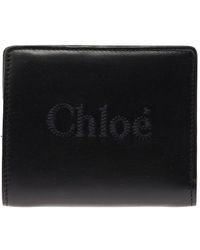 Chloé - 'Sense' Bi-Fold Wallet With Tonal Logo Embroidery - Lyst
