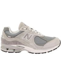 New Balance - '2002r' Grey Low Top Sneakers With Logo Patch In Suede Leather Man - Lyst