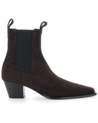TOTEME - Ankle Boots With High And Side Elastic Bands - Lyst