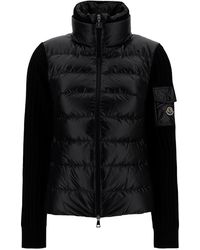 Moncler - Down-Filled Cardigan With High Neck And Logo Patch - Lyst