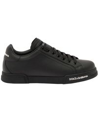 Dolce & Gabbana - | Sneakers nere in pelle di vitello con logo bianco | male | NERO | 40 - Lyst