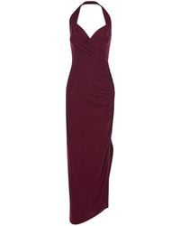 Norma Kamali - Long Dress With Halterneck And Asymmetric Design - Lyst