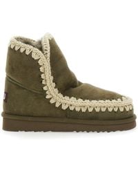 Mou - 'Eskimo' Ankle Boots With Crochet Details And Logo Patch On - Lyst