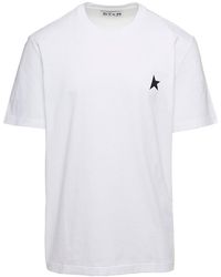 Golden Goose - T-Shirt With Round Neck And One Star Logo Print On The Front - Lyst