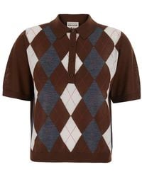 Semicouture - 'Diana' Sweater With Polo Collar And Motif With Diam - Lyst